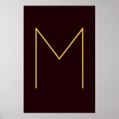 Bruin Jouw naam Initiaal Monogrammed Modern Plain Poster (Voorkant)