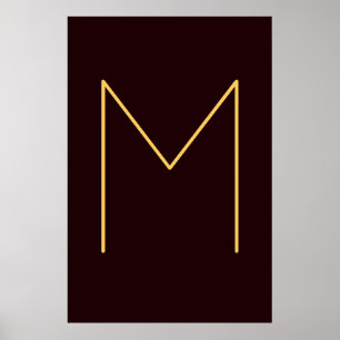 Bruin Jouw naam Initiaal Monogrammed Modern Plain Poster