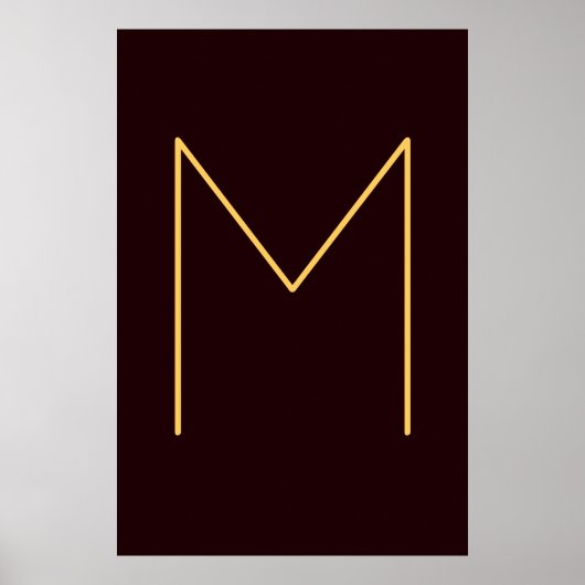 Bruin Jouw naam Initiaal Monogrammed Modern Plain Poster (Voorkant)