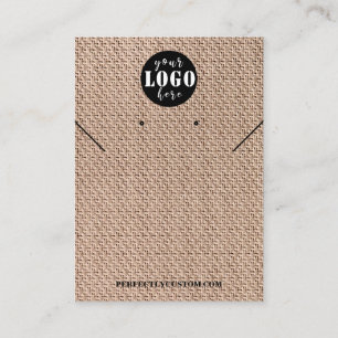 Bruin jute papier ketting oorbellen visitekaartje