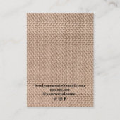 Bruin jute papier ketting oorbellen visitekaartje (Achterkant)