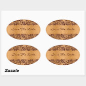 Bruin Kant Blond Hout Graan Save The Date Ovale Sticker (Vel)