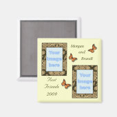 Bruin Kant Print Beste Vrienden Foto Magneet (Voorkant / Achterkant)