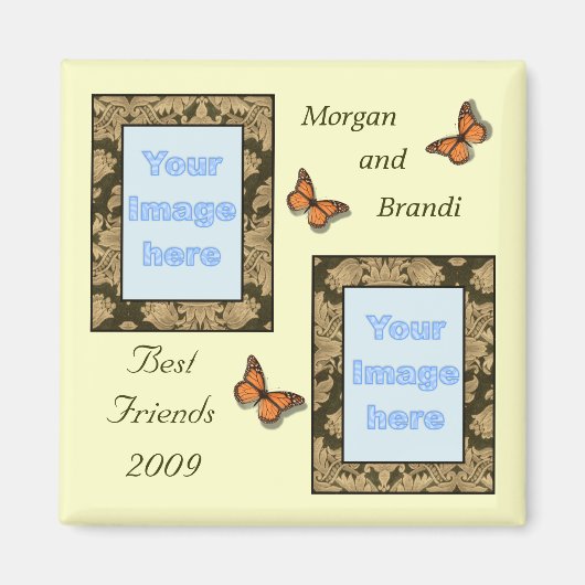 Bruin Kant Print Beste Vrienden Foto Magneet (Voorkant)