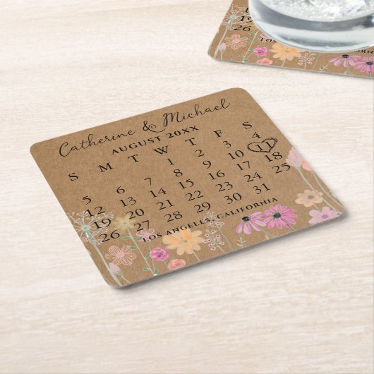 Bruin karton Datum foto Kartonnen Onderzetters (Schuin)