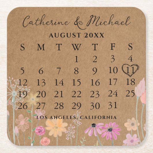 Bruin karton Datum foto Kartonnen Onderzetters (Voorkant)