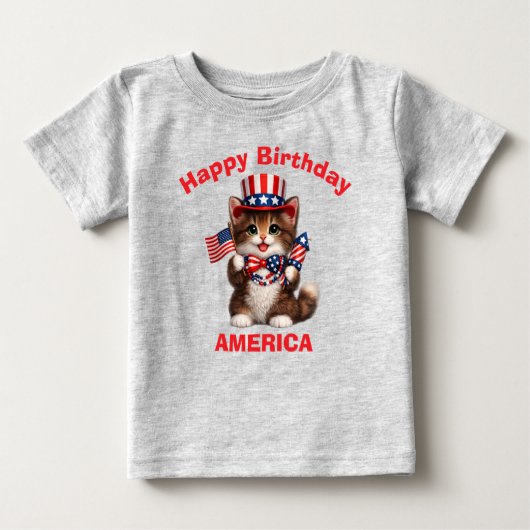 Bruin Katje (1g) Patriottisch Kinder T-Shirt (Voorkant)