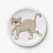 Bruin kattenwandelaars papieren bordje (Voorkant)