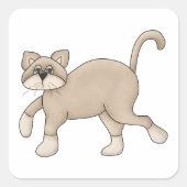 Bruin kattenwandelaars vierkante sticker (Voorkant)
