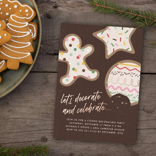 Bruin kerstkoekje Decoratieve Partij Uitnodiging