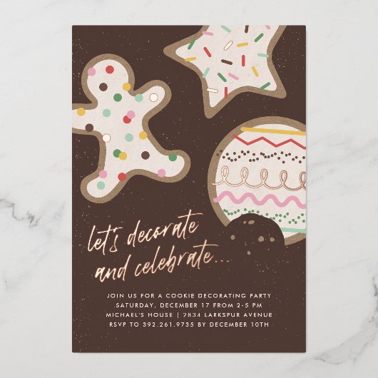 Bruin kerstkoekje Decoratieve Partij Uitnodiging (Voorkant)