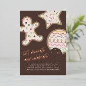 Bruin kerstkoekje Decoratieve Partij Uitnodiging (Staand Voorkant)