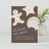 Bruin kerstkoekje Decoratieve Partij Uitnodiging (Staand voorkant)