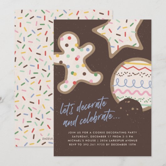 Bruin kerstkoekje Decoratieve Partij Uitnodiging (Voorkant / Achterkant)