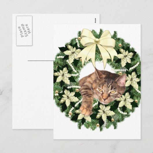 Bruin kerstmis feestdagenkaart (Voorkant / Achterkant)