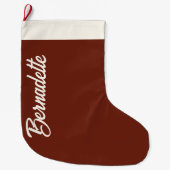 Bruin Kerstmis Koper Beige Kalligrafie Aangepast Grote Kerstsok (Voorkant)