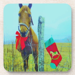 Bruin kerstpaard drankjes onderzetter