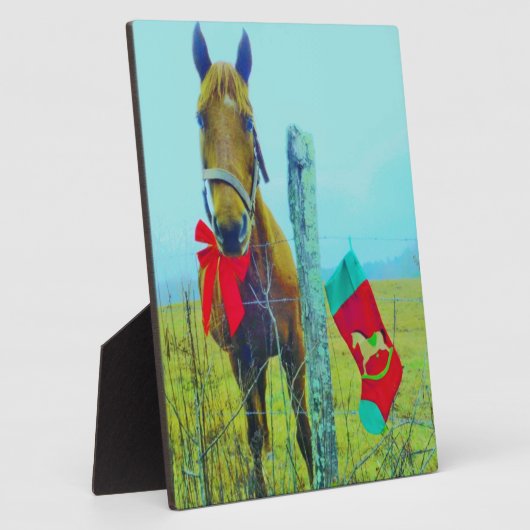 Bruin kerstpaard fotoplaat (Zijkant)