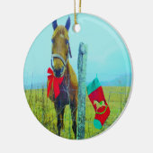 Bruin kerstpaard keramisch ornament (Links)