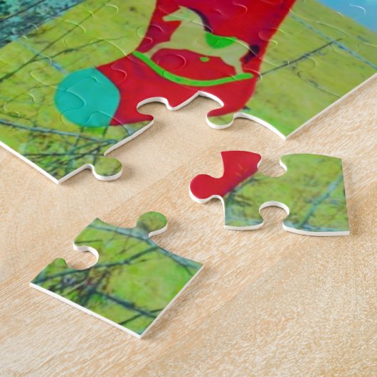 Bruin kerstpaard legpuzzel (Zijkant)