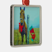 Bruin kerstpaard metalen ornament (Rechts)