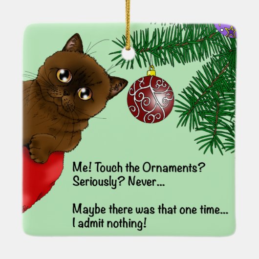 Bruin kerstsierkat keramisch ornament (Achterkant)