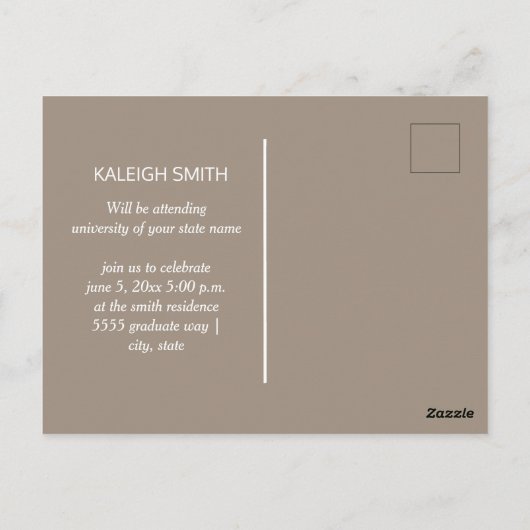 Bruin (kies uw kleur) Graduation Party foto Briefkaart (Achterkant)