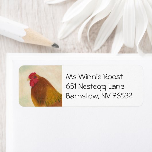 Bruin kip adreslabel etiket (Insitu)
