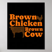 Bruin Kip Bruin Koe Retro Muziek Bow Chicka Wow Poster (Voorkant)