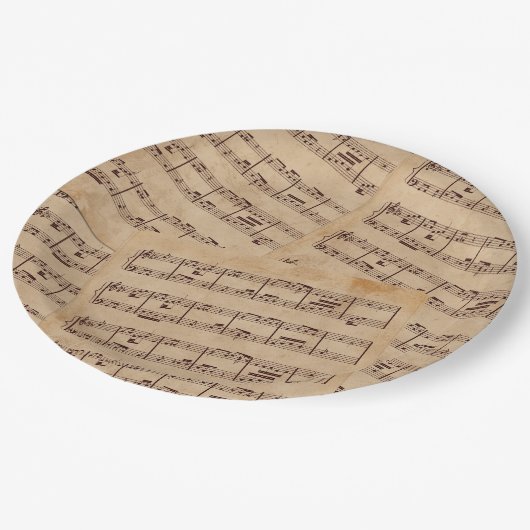Bruin klassiek muzieknoten blad oud papier papieren bordje (Gekanteld)