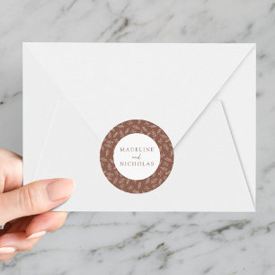 Bruin-klei Modern minimalistische botanische bruil Ronde Sticker