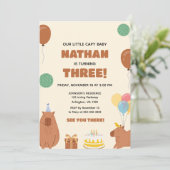 Bruin Klein Capy Baby Capybara Kinder Plezier Verj Kaart (Staand voorkant)