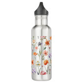 Bruin Kleurrijk Waterverf Wildflower Pattern Waterfles (Links)