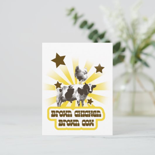 Bruin Koe 2 Briefkaart (Staand voorkant)