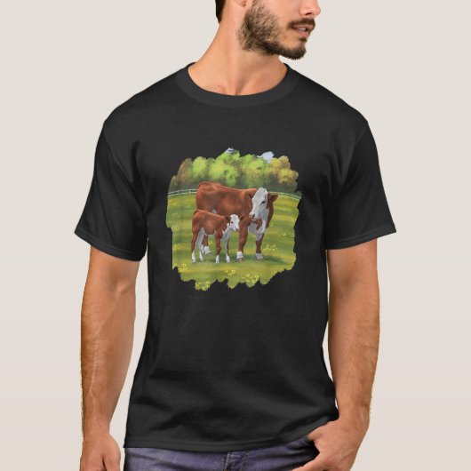 Bruin Koe Hereford Kute Calf Farm Animals T-shirt (Voorkant)