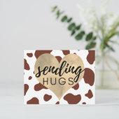 Bruin Koe Patroon Gouden Hart Verzendende Knuffels Briefkaart (Staand voorkant)