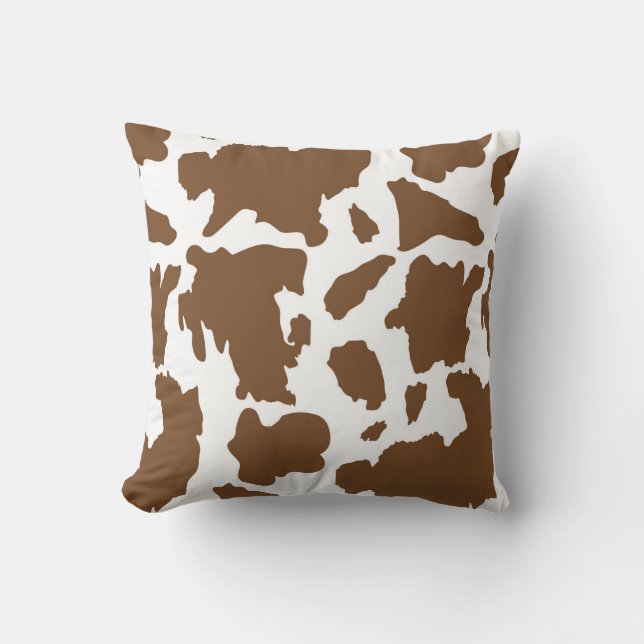 Bruin Koe Print Pattern Kussen (Voorkant)