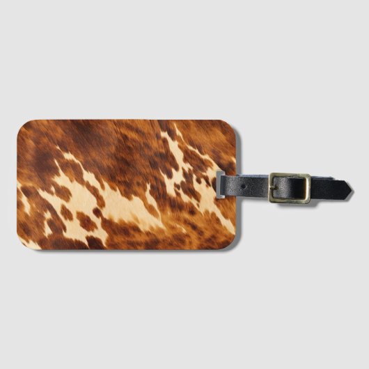 Bruin Koeienhuid Bagagelabel (Voorkant (horizontaal))