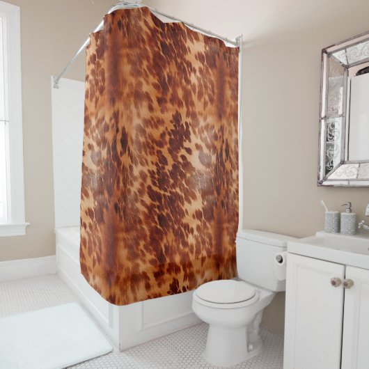 Bruin Koeienhuid Dierenprint Douchegordijn (In situ)