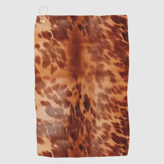 Bruin Koeienhuid Dierenprint Golfhanddoek (Voorkant)