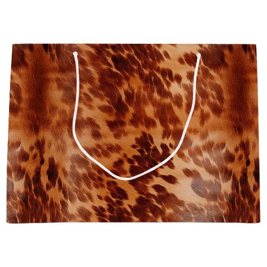 Bruin Koeienhuid Dierenprint Groot Cadeauzakje (Voorkant)
