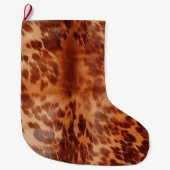 Bruin Koeienhuid Dierenprint Grote Kerstsok (Voorkant)