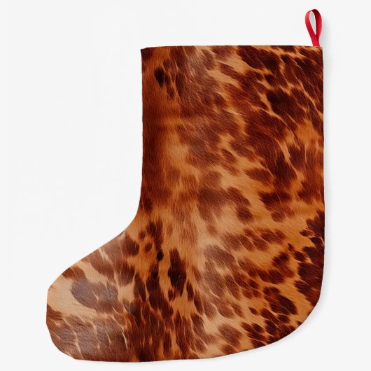 Bruin Koeienhuid Dierenprint Grote Kerstsok (Achterkant)