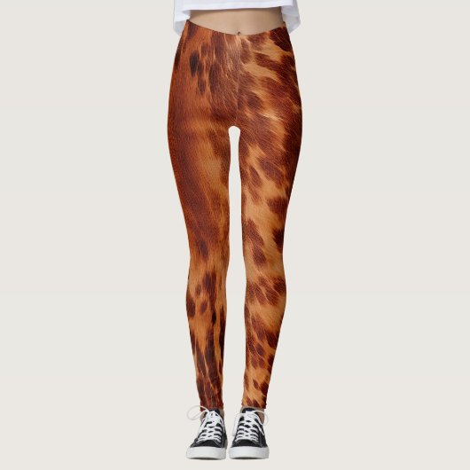 Bruin Koeienhuid Dierenprint Leggings (Voorkant)