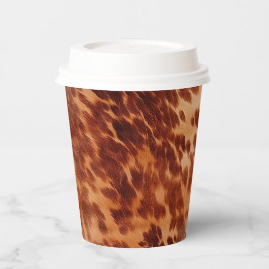 Bruin Koeienhuid Dierenprint Papieren Bekers (Links)