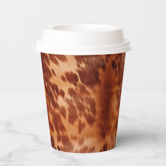 Bruin Koeienhuid Dierenprint Papieren Bekers (Achterkant)