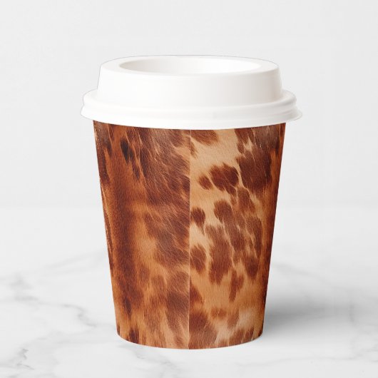 Bruin Koeienhuid Dierenprint Papieren Bekers (Rechts)