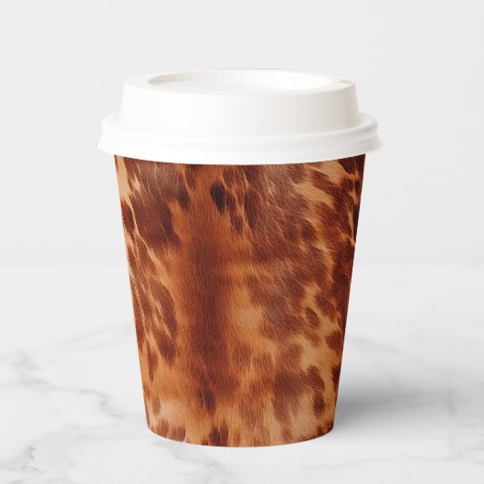 Bruin Koeienhuid Dierenprint Papieren Bekers (Voorkant)