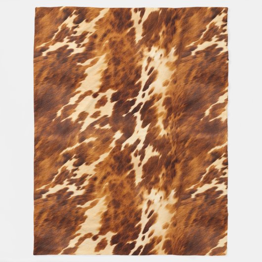 Bruin Koeienhuid Fleece Deken (Voorkant)