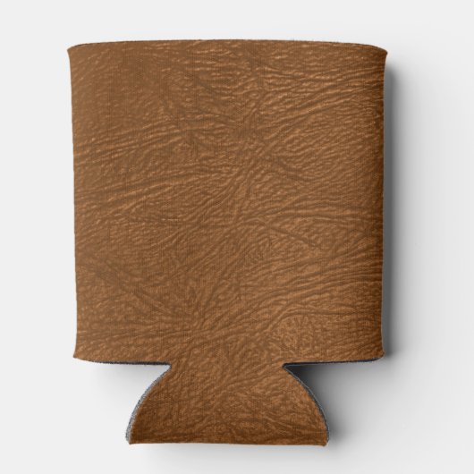 Bruin Koeienhuid leder textuur Blikjeskoeler (Achterkant)